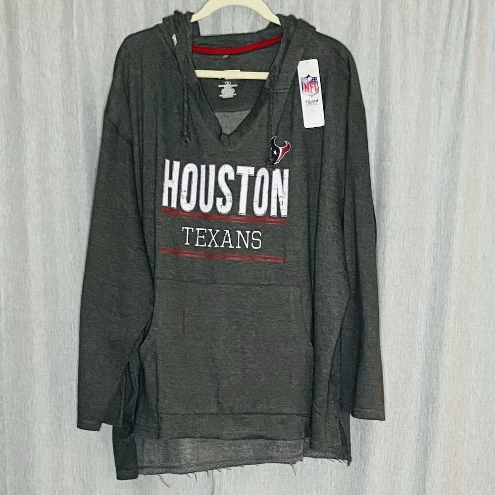 NWT Houston Texans NFL Apparel Raw Hem Hoodie Gray Sweatshirt Women’s Plus‎ 3X